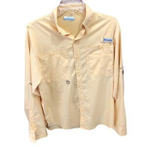 Columbia PFG Fishing Shirt Mens S Vented Long Sleeve Yellow UPF Button Down Top